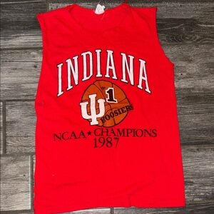 Indiana Hoosiers Red Sleeveless Shirt 1987 single stitch champions 80s tank
